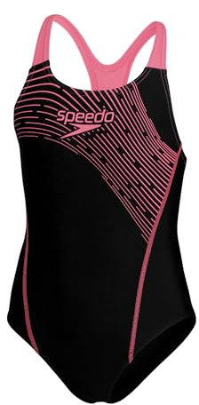 Speedo Girls Medley Logo Medalist Pink - Sportiver komfortabler Mädchen Badeanzug, Größe 164 - Farbe Black - Pink