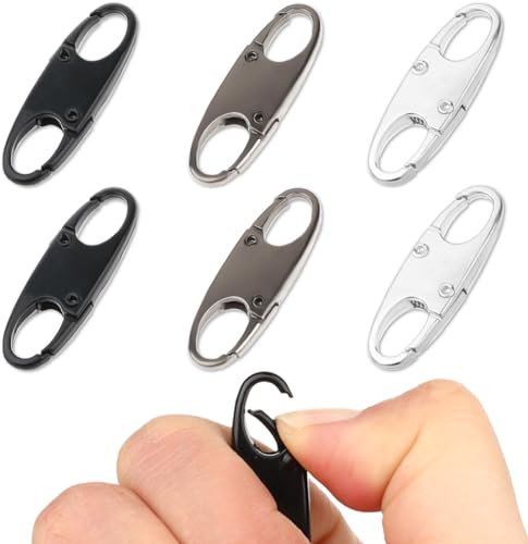 6 Pièces Clips Fermeture éclair Antivol, Fermeture éclair Fermeture, Double Mousqueton Clip Verrouillage Clip Antivol Pour Sac à Dos, Bagages Voyages (Noir, Argent, Gris)