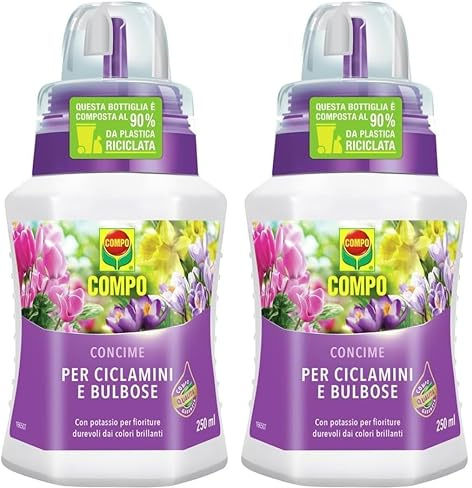 COMPO Concime per Ciclamini e Bulbose, Ad Alto Tenore di Potassio e Fosforo, 250 ml (Confezione da 2)