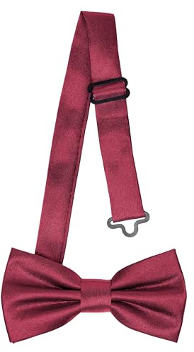 Ladeheid Nœud papillon pour enfants garçons - Pré-noué, bande réglable, design brillant, idéal pour mariage, anniversaire, rentrée scolaire - Résistant et élégant BKS (10cm x 5cm, Bordeaux)