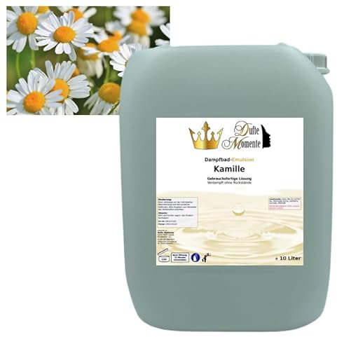 Dufte Momente | Dampfbad Emulsion 10 Liter Kamille | geprüfte Qualität | mit naturreinen und natürlichen ätherischen Ölen | gebrauchsfertig | vegan und ohne Tierversuche
