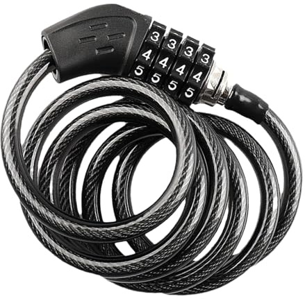 GkgWuxf Candado de cable para motocicleta, cerradura de seguridad con combinación de cable de 47 pulgadas, resistente a la intemperie, cerradura de combinación antirrobo para motocicleta