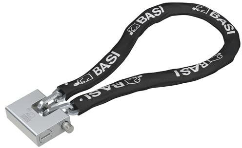 BASI | Cadena de acero con cerradura de seguridad/cerradura de bloqueo, alta seguridad, protección de objetos, ideal también para contenedores, motocicletas, cobertizos, garajes, 3 llaves