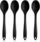 4 Stück Silikon Löffel, Bunte Silikonlöffel, Antihaft-Küchenlöffel, Klein Rührlöffel, Kochlöffel, Servierlöffel, Backen Rühren Mixing Tools zum Rühren und Mixen (Schwarz)