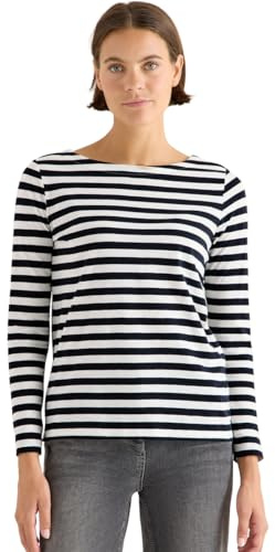 Cecil 3227274 Maglietta Basic a Righe, Vanilla White, S Donna