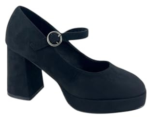 MODELISA - Zapato de Tacón Ancho Mary Jane de Plataforma Boda Noche Evento para Mujer (Negro, Sistema Tallas Calzado EU, Adulto, Mujer, Números, Mediano, 37)