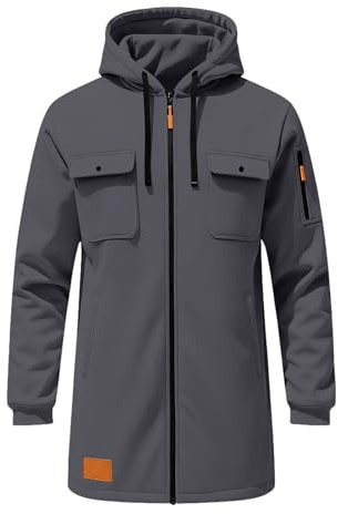 Men's Winter Skiing Jackets Water Resistant Fleece Coats Insulated Thermal Snowboard Jacket Parka Raincoat with Hood Full Zip Jacket Coats (Dark Gray, L)