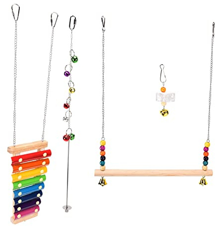 Yctze Set di 3 Giocattoli per Polli per Animali Domestici - Divertenti Accessori per Pollaio tra Cui Giocattolo, Altalena e Forchetta da Frutta - Pollame da Intrattenimento Sicuro e Non Tossico, Che