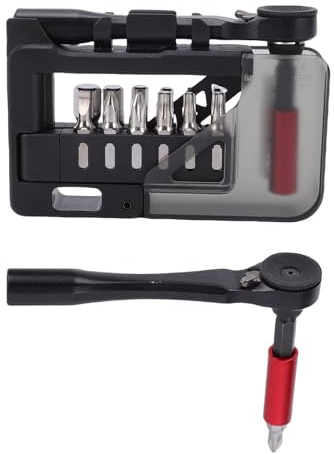 Keenso Jeu de Clés à Cliquet pour Vélo, Poignée en Alliage d'aluminium avec Aimants Intégrés, Boîte à Outils Multifonctionnelle pour Vélos de Route et de Montagne