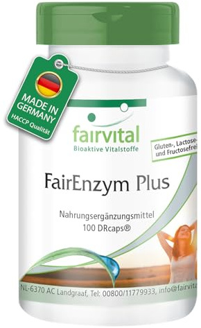 fairvital FairEnzym Plus, 100 DRCaps™, schluckfreundlich, Multi Enzym Komplex, mit Rutosid, Bromelain, Trypsin & Chymotrypsin HOCHDOSIERT