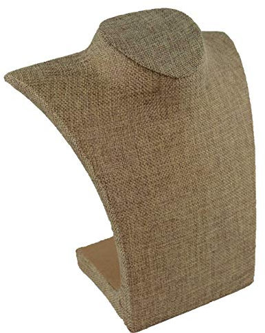 Linen 8.5 Inch Neckform Necklace/Pendant/Chain Jewellery Holder Shop Display Bust (Burlap)