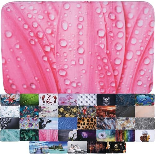 Sanilo Badteppich, viele schöne Badematten zur Auswahl, Badvorleger sehr weich und rutschfest, waschbar und schnelltrocknend (Pink Flower, 50 x 80 cm)