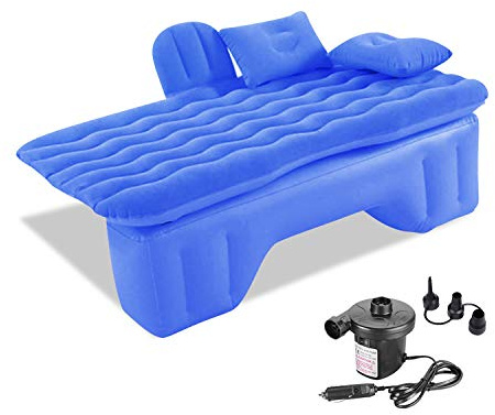Ergocar Matelas Pneumatique de Voiture Multifonctionnel Pliant Siège Air d'auto Lit Gonflable de Siège Arrière Lit Voiture pour Camping Piscine Plage Voyages (Bleu)