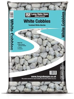 Suregreen White Cobbles 40–90mm | 20kg Decorative Garden Stones | Natural Pebbles for Landscaping, Driveways, Pathways, Rockeries | Aggregates