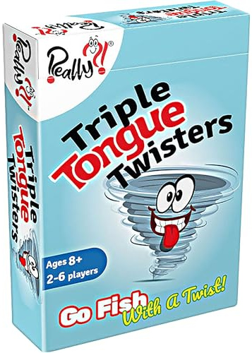 Really?! Fun Family Games Go Fish With A Twist - Triple Tongue Twisters Card Game - Party Speech - Memory Game for kids 8 9 10 11 12 and Up - Family Travel Games