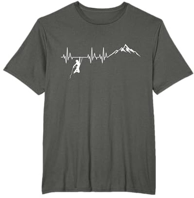 Escalador latido del corazón Escalador Montañas ECG Escalada Camiseta