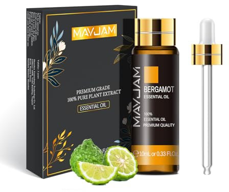 MAYJAM Bergamot Essential Oil 10ML - Pure, Undiluted - Premium Quality Essential Oils with Glass Dropper - for Diffuser and DIY Candle Making