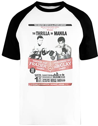 Wigoro The Thrilla in Manila - Frazier Vs Ali Unisexe Hommes Femmes Baseball T-Shirt Blanc Unisex Baseball T-Shirt