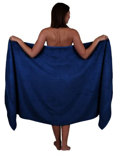Wholesale Trade Dealz Extra Large Bath Sheet 100 x 200 cm Super Jumbo Big Bath Sheets Towels Beach Body Wrap XL Bath Towels 600-GSM (Blue)