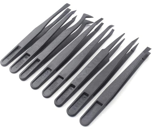 FDCGAS Pinzas de plástico antiestáticas - 8 piezas de plástico para reparación de tweezer, kit de herramientas de plástico antiestático, fabricación de joyas, industria，pinzas de precision
