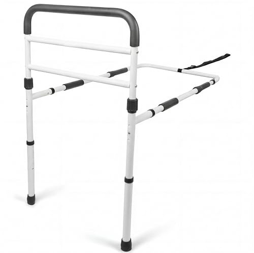 PEPE Mobility Barandilla Cama Adulto con Patas (Altura Somier 26-41 cm), Barrera Cama Acolchada, Altura Regulable, Blanca