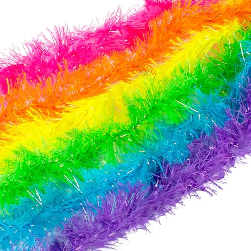 SSKHE Paquete de 6 boas de plumas coloridas artificiales esponjosas, boas de plumas para decoración de disfraces para mujer, disfraz de boda, fiesta, baile, decoración del hogar