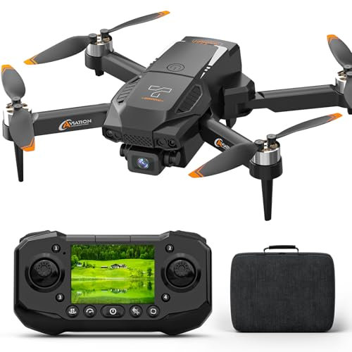 Drönare med Kamera för Vuxna,1080P HD Drönare med LCD Skärmkontroll med 8GB SD Kort,Borstlösa Motorer,Quadcopter för Nybörjare,Stabil Svävning Waypointflygning,Start/Landning med en Knapptryckning