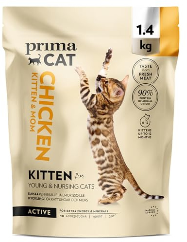 PrimaCat - Cibo secco completo al gusto di pollo per gattini e gatti che allattano, 1,4 kg