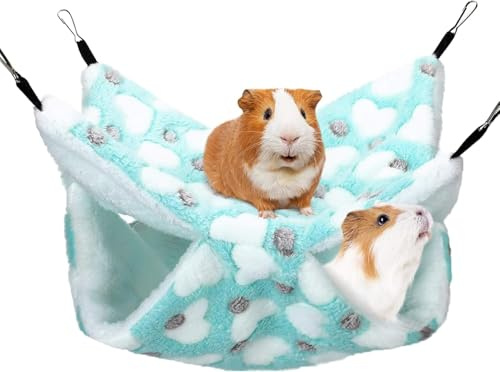 ZYEKIU Meerschweinchen Hängematte, Doppelschicht Frettchen Hängematte für Haustierkäfige Hamster, Weiche Warme Katzenhängematte, Kleintiere Hängebett für Hamster Chinchillas Frettchen (Grün)