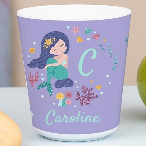 Wanapix | Gobelet en Plastique pour Enfants | Gobelet Personnalisé avec Nom |Verre Plastique Incassable Personnalisé |Collège/Pépinière/Maternelle | Sans BPA | Mug Enfant | 235ml | Sirène