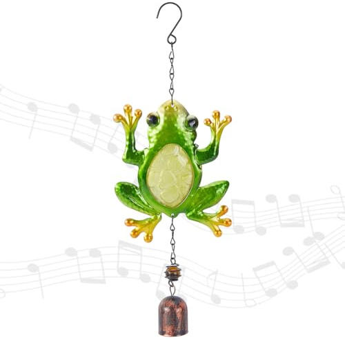 WADORN Carillon Éolien de Grenouille en Métal, Carillons Éoliens Amusants de Crapaud et de Grenouille Porte Bonheur Décorations de Jardin pour L'Intérieur Terrasse Balcon