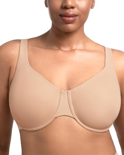 HSIA Minimizer Bras for Women Plus Size Full Coverage Unlined T Shirt Bra Seamless Underwire Cool Comfort Daily Bras Light Beige