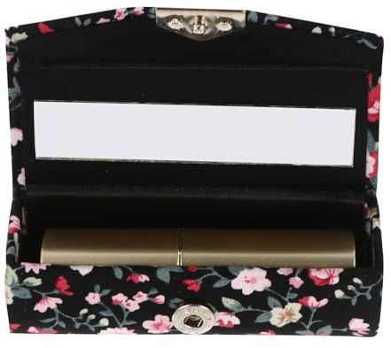 ibasenice Étui à Rouge à Lèvres et Rangement Pratique avec Motif Floral Brodé Rétro Portable en Tissu et Plastique, Miroir Intégré, pour Paquet à Main Élégant
