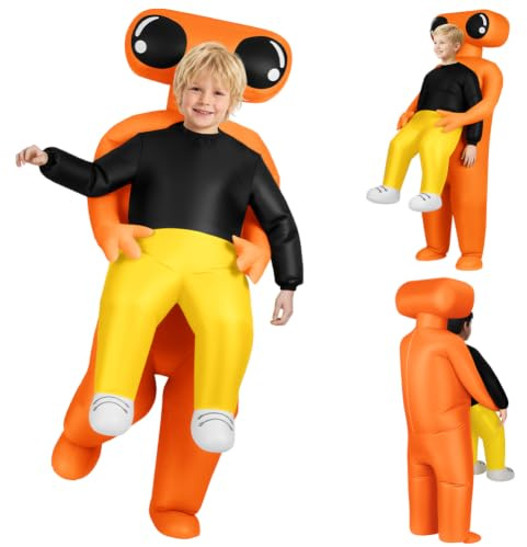 AYBUY Uppblåsbar Alien Uppblåsbar kostym, uppblåsbara barnkläder, stor ögonglob utomjordisk kostym med inflationssystem, grön Martian kostym för Halloween, karneval, cosplay, jul