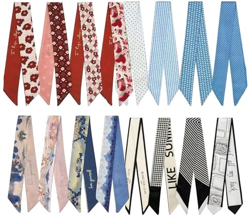 HIVTE 16 st Sidensatin Scarfset - Multifunktionella Snusnäsdukar, Hårband, Väskdekorationer & Halsdukar för Damer