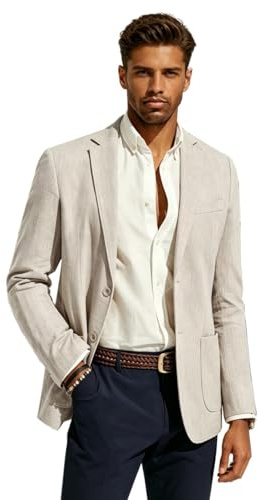 Leader of the Beauty Blazer décontracté pour homme en lin léger avec doublure à 2 boutons
