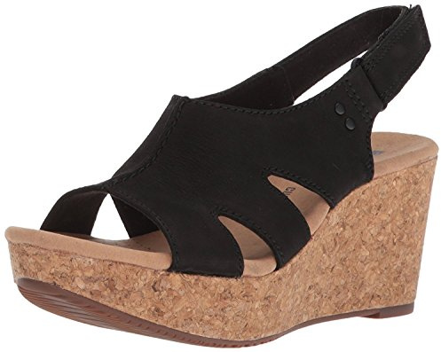 CLARKS Women's Annadel Bari Platform, Black Nubuck, 9.5 UK