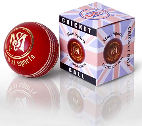 Mozi Sports® Leather Cricket Ball Senior Hand Stitched Match Quality Balls Weight 5.50oz (Red)
