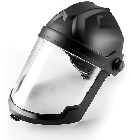 STAHLWERK Gesichtsschutz mit großem Polycarbonat-Schleifvisier und ergonomischem Premium-Kopfband (1, Schwarz, Einheitsgröße (verstellbar))