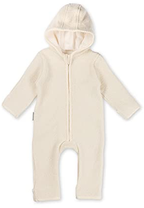 Hofbrucker Baby Walkoverall aus 100% Merino Wolle, kuschelig warmer Wollwalkanzug von Herbst bis Frühling (74-80, Sandstein)
