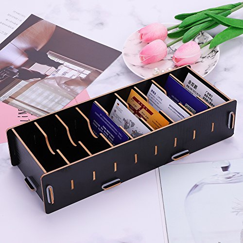 DIY Wood Business Card Organizer with Dividers - 9 Compartment Desktop Organizer Storage Box