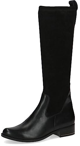 CAPRICE Damen Hohe Stiefel mit Absatz Runde Spitze Blockabsatz, Schwarz (Black Comb), 38 EU
