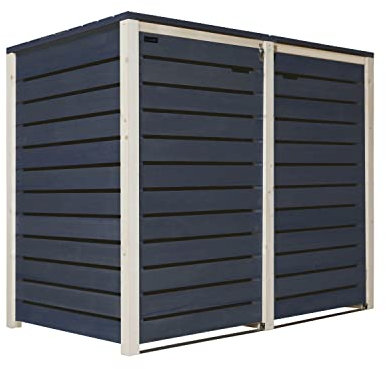 Mülltonnenbox 240L Mülltonnenverkleidung Mülltonnecontainer Holz vorimprägniert in anthrazit, Pfosten naturbelassen mit Rückwand Mod.HH (2 Tonnen anthrazit-Natur (AN))