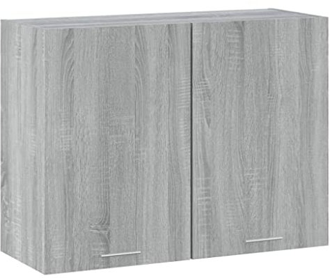 WIFESE Hängeschrank 80x31x60 cm 2 Fächern Küchenschrank Für Wohnzimmer Küche Schrank Küchenzeile Wandschrank Badezimmermöbel Badezimmerschrank Cabinet Grau Sonoma Holzwerkstoff