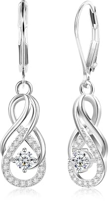 ALEXCRAFT Orecchini Argento 925 Orecchini Lunghi Donna Pendenti Eleganti Orecchini Con Strass Brillantini Da Cerimonia Sposa Matrimonio Gioielli