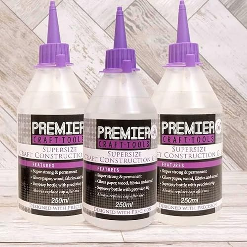 Hunkydory Premier Craft Tools 3x SUPERSIZE Clear Craft Construction Glue - 250ml Bottles