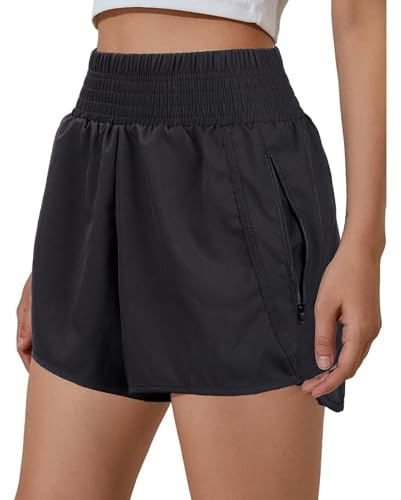 Risipu Women Sport Shorts with Pockets Activewear Shorts Quick Dry Lightweight Short Running Short for Gym Sports Workout (UK, Alpha, XL, Regular, Regular, Black)