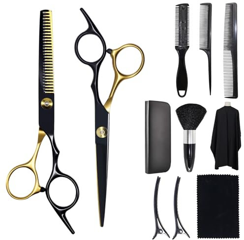 KUIRUNRX® Set di Forbici Capelli, 6,7 Forbici Professionali da Parrucchiere in Acciaio Inox, Forbici per Sfoltire i Capelli Accessori per Parrucchiere, per Famiglie, Saloni, Donne, Uomini e Bambini