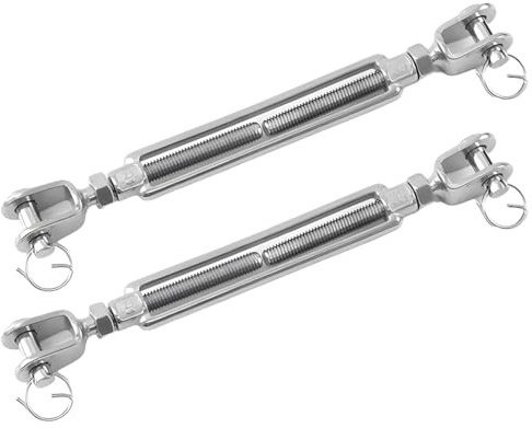 Tendeur réglable en acier inoxydable 3/8 M10, tendeur de câble métallique de type Uu avec goupille de verrouillage et vis ouvertes/fermées, 2 pièces pour serrer et sécuriser