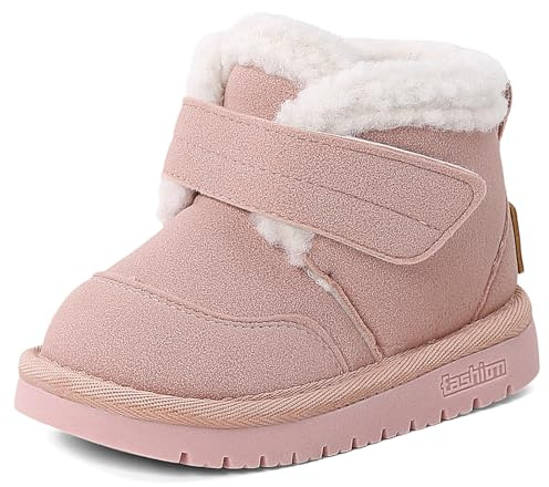 LACOFIA Botas Invierno Bebé Niñas Patucos Nieve Zapatos térmicas Antideslizante para Niñas Rosa 21 EU(Etiqueta 22)